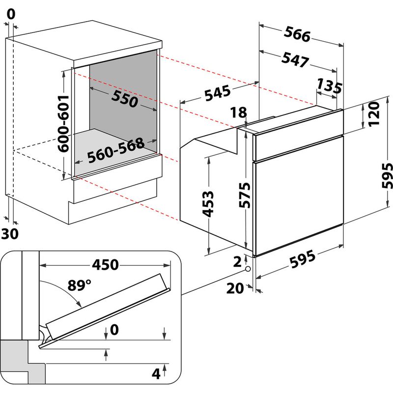 Bauknecht Einbauherd/Backofen Einbaugerät HVK3 NN8F IN Elektrisch A Technical drawing