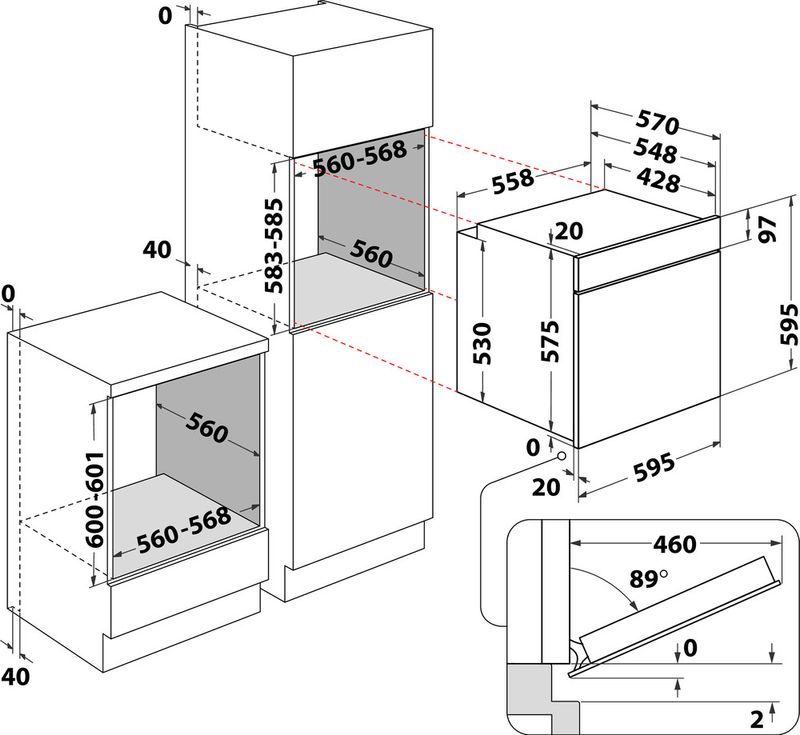 Bauknecht Einbauherd/Backofen Einbaugerät BAR2 KH8V2 IN Elektrisch A+ Technical drawing