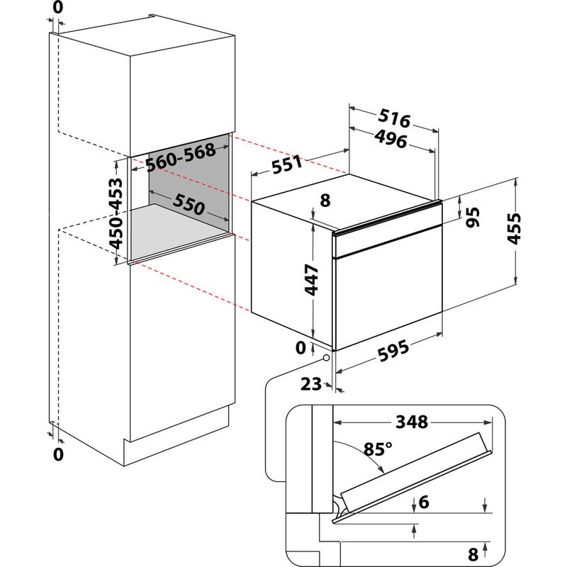 Bauknecht Einbauherd/Backofen Einbaugerät ECSK11 F845 Elektrisch A Technical drawing