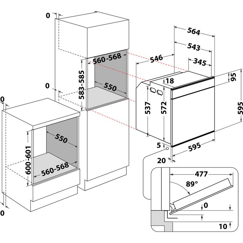 Bauknecht Einbauherd/Backofen Einbaugerät BIK7 CPC8TS PT Elektrisch A+ Technical drawing