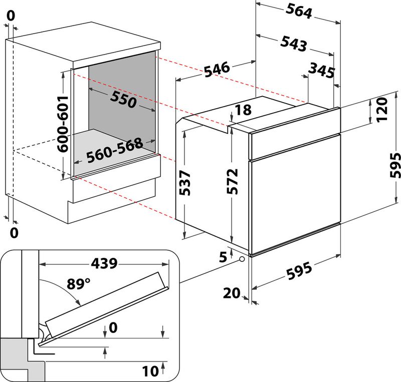 Bauknecht Einbauherd/Backofen Einbaugerät HIS3 EI8V2 IN Elektrisch A+ Technical drawing