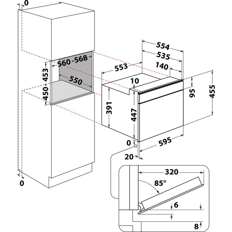 Bauknecht Mikrowelle Einbaugerät EMPK9 P645 BM Black Steel Elektronisch 40 Kombinationsbetrieb mit Mikrowelle 900 Technical drawing