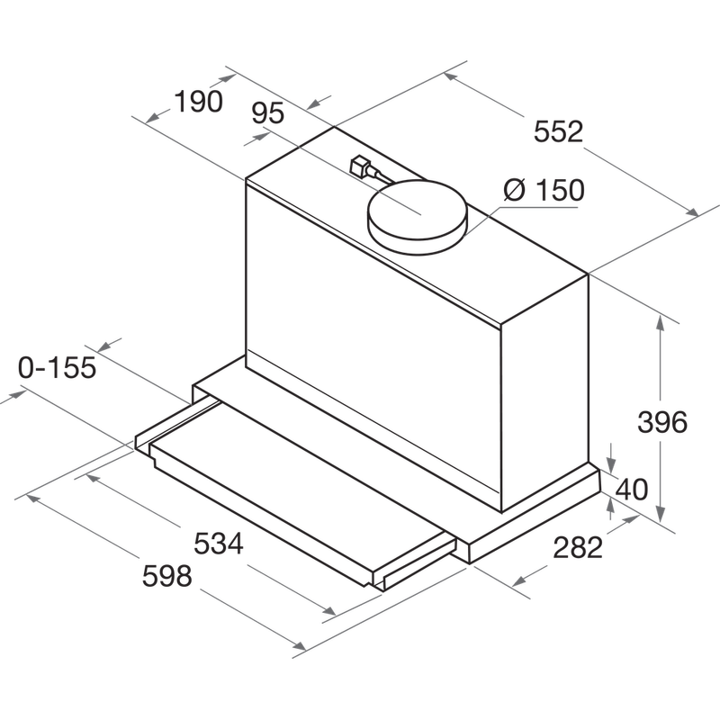 Bauknecht Dunstabzugshauben Einbaugerät DBAH 65 LM X Grau Einbaugerät Mechanisch Technical drawing