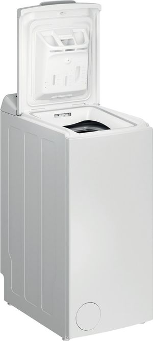 Indesit Waschmaschine Standgerät BTW D61253 N (EU) Weiss Toplader D Perspective open