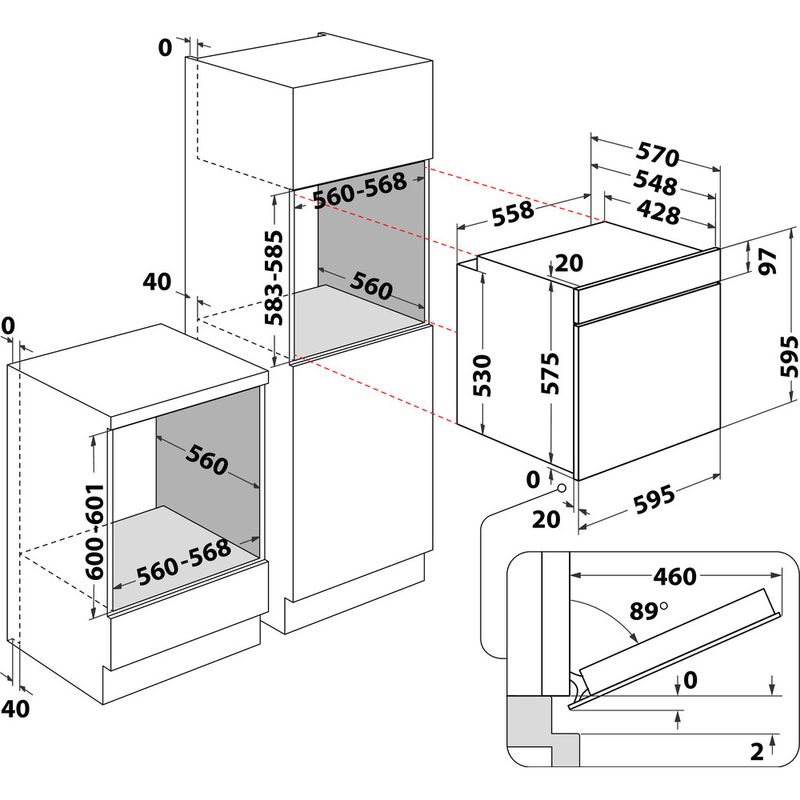 Bauknecht Einbauherd/Backofen Einbaugerät BAK3 KN8V IN Elektrisch A+ Technical drawing