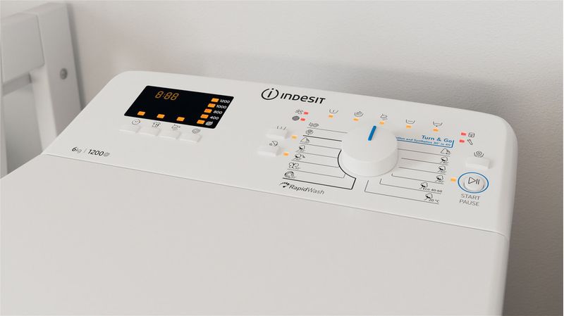 Indesit Waschmaschine Standgerät BTW D61253 N (EU) Weiss Toplader D Lifestyle control panel