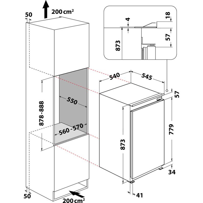 Whirlpool Kühlschrank Einbaugerät ARG 90712 nicht zutreffend Technical drawing