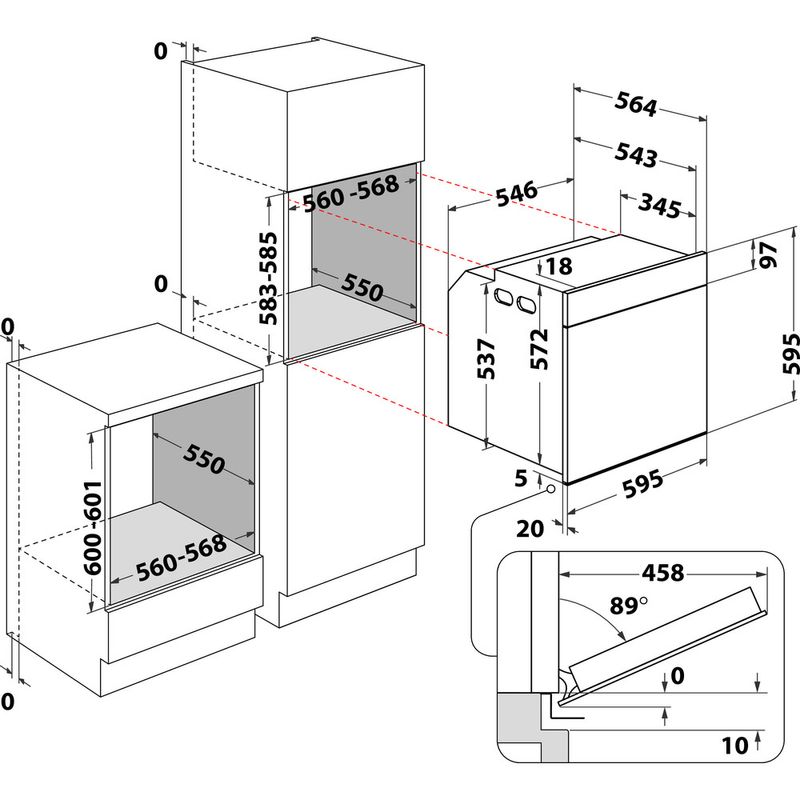 Bauknecht Einbauherd/Backofen Einbaugerät BIK5 DP8FS2 ES Elektrisch A+ Technical drawing