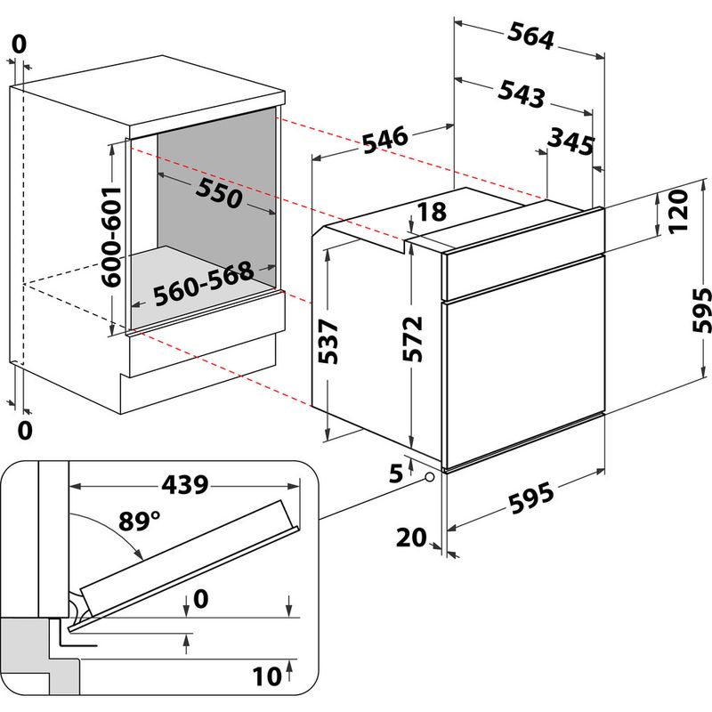 Bauknecht Einbauherd/Backofen Einbaugerät HIS3 EP8V2 IN Elektrisch A+ Technical drawing