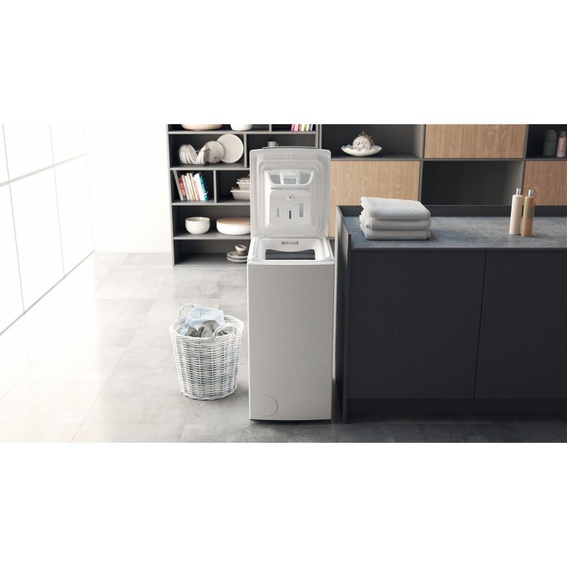 Bauknecht Waschmaschine Standgerät WMT Star 6ZB Weiss Toplader B Lifestyle frontal open