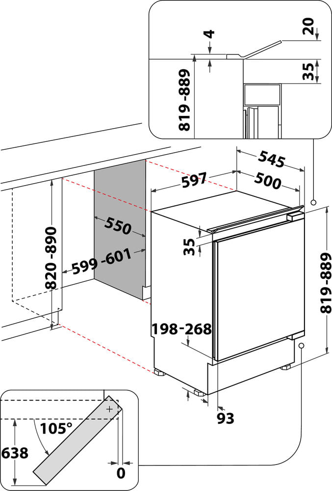 Bauknecht Gefrierteil Einbaugerät GSU 8F2 Weiss Technical drawing