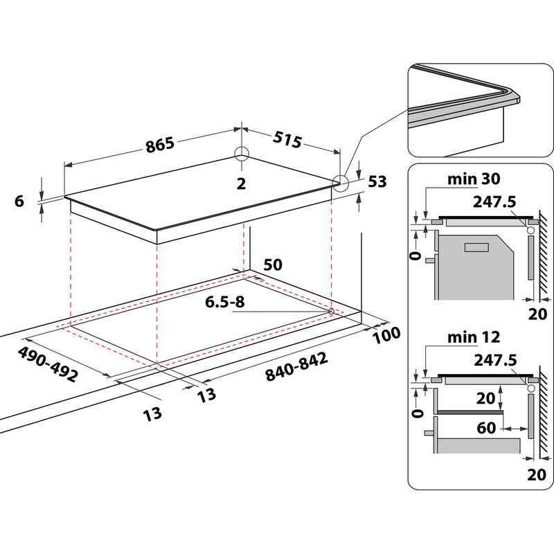 Bauknecht Kochfeld CTAC 8905AFS AL Schwarz Induction vitroceramic Technical drawing