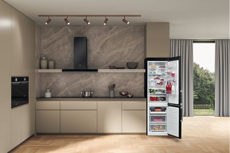 Bauknecht-Kuhl----Gefrierkombination-Standgerat-KGDNF-X20C-GDSX-Black-Inox-2-doors-Lifestyle-frontal-open
