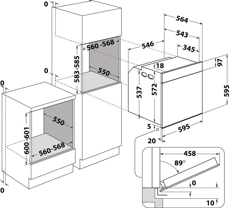 Bauknecht Einbauherd/Backofen Einbaugerät BIK5S DP8F2 ES Elektrisch A+ Technical drawing