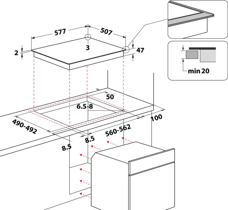 Bauknecht Kochfeld CHR 6642 IN Schwarz Radiant vitroceramic Technical drawing