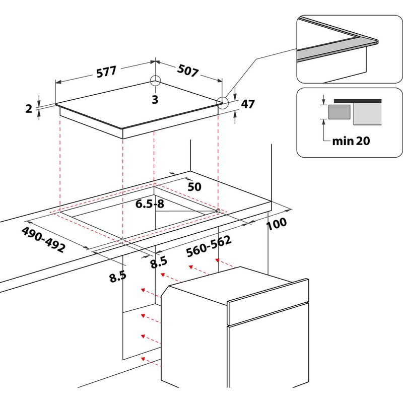 Bauknecht Kochfeld CHR 6640 IN Schwarz Radiant vitroceramic Technical drawing