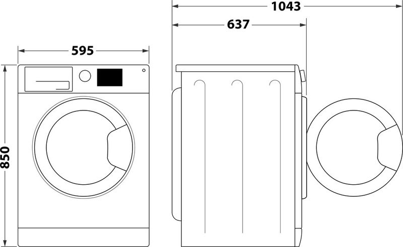 Bauknecht Waschmaschine Standgerät FW 800 B Weiss Frontlader B Technical drawing