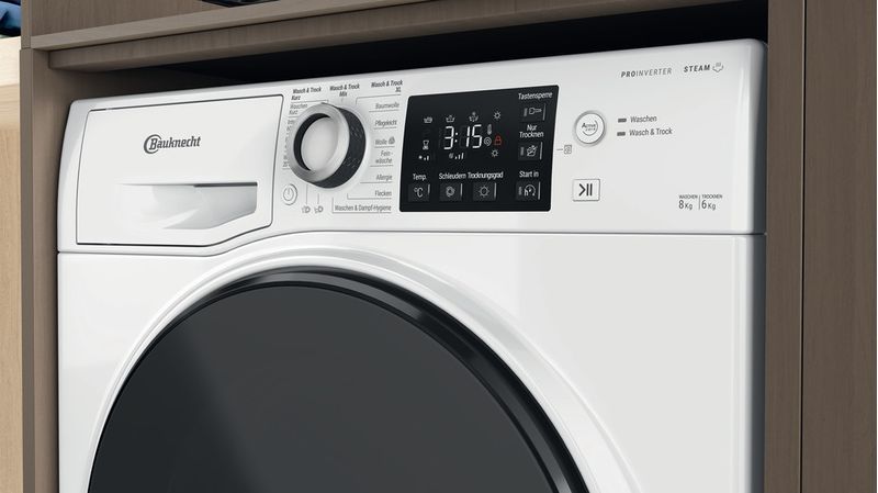 Bauknecht Waschtrockner Standgerät WATK Sense 86S 41 N Weiss Frontlader Lifestyle control panel