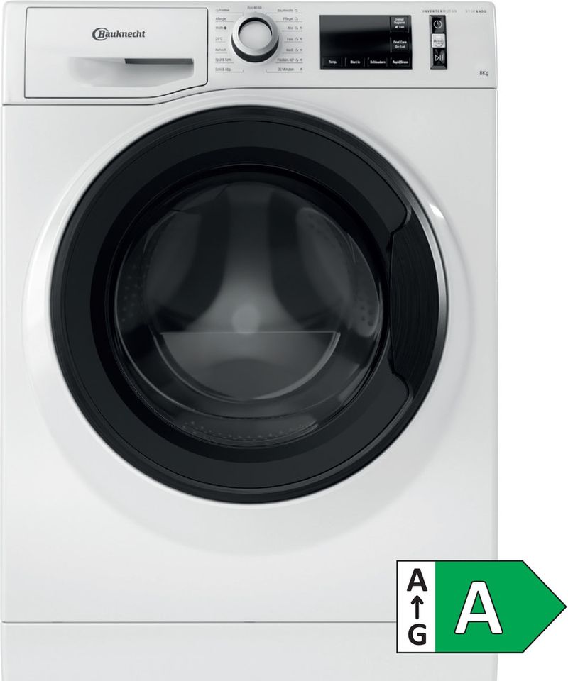 Bauknecht-Waschmaschine-Standgerat-WM-Pure-8A-Weiss-Frontlader-A-Main-with-EnLabel