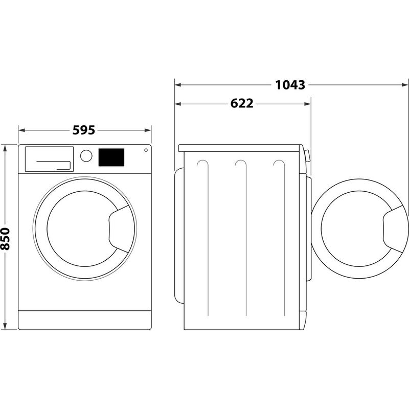 Bauknecht Waschmaschine Standgerät WM Sense 823 PS Weiss Frontlader B Technical drawing