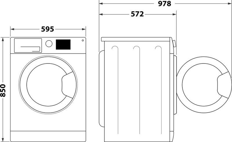 Bauknecht Waschmaschine Standgerät BW 719 A Weiss Frontlader A Technical drawing