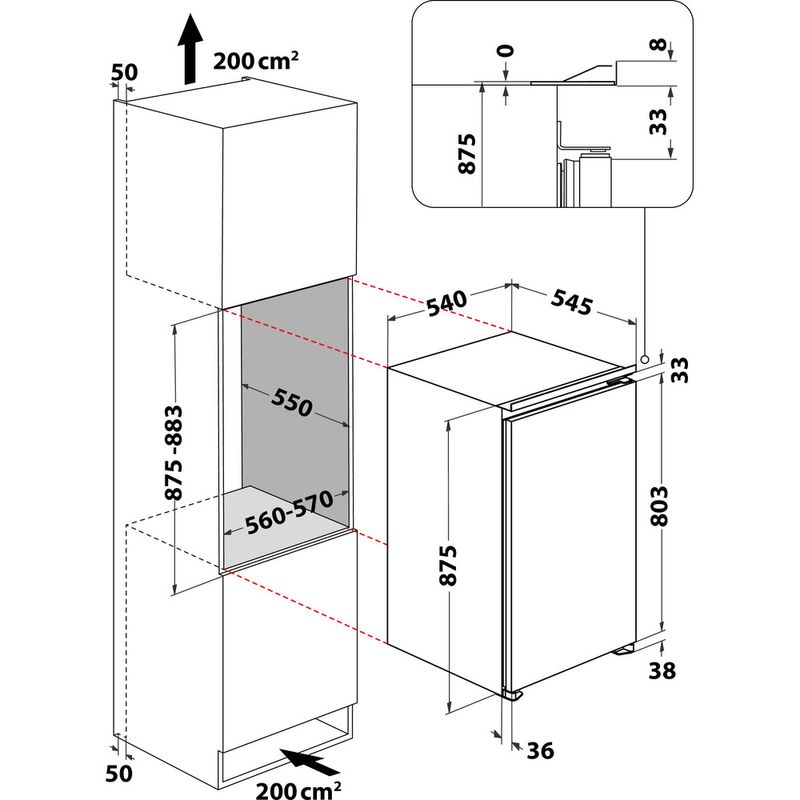 Bauknecht Kühlen Einbaugerät KSI 9VS2E nicht zutreffend Technical drawing