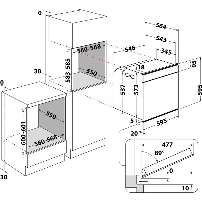 Bauknecht Einbauherd/Backofen Einbaugerät BIK9 PPH8TS2 PT Elektrisch A+ Technical drawing