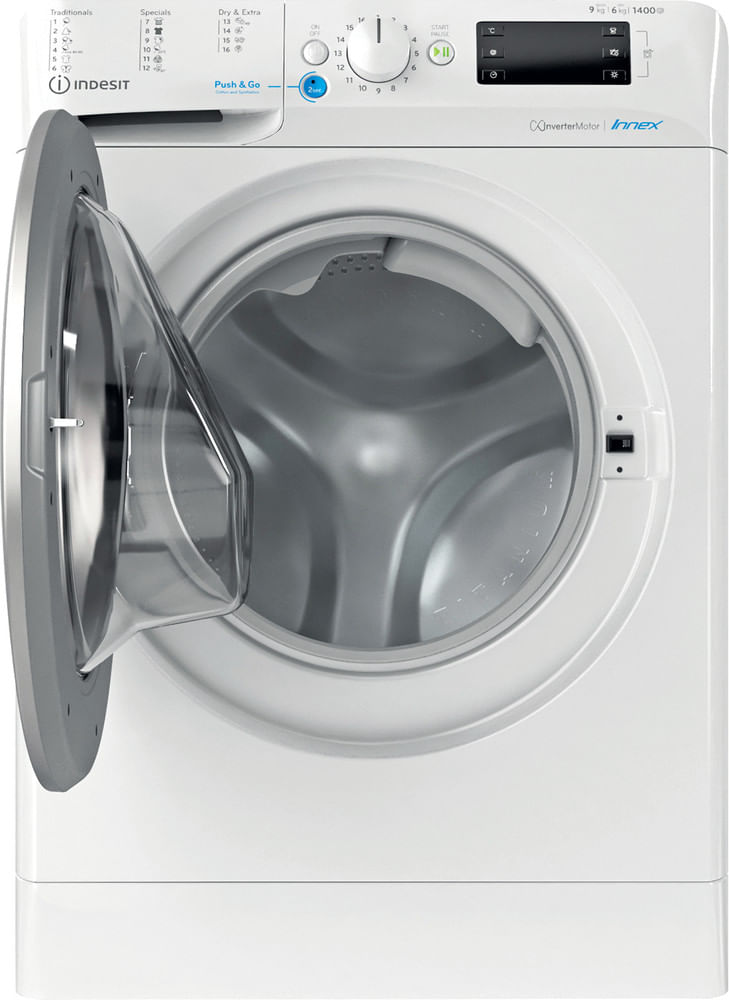 Indesit Waschtrockner Standgerät BDE 96435 9EWS EU Weiss Frontlader Frontal open